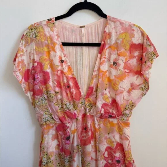 Free People Freddy Tie-side Mini Dress in Multi Floral Size XS - Picture 8 of 10